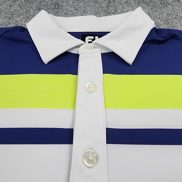 Footjoy Shirt Mens 2XL White Color Striped Polo Performance Golf Glasgow Hills - Picture 9 of 16